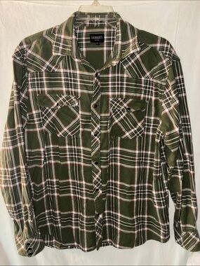 Gioberti Olive & Rust Plaid Button-Up Shirt